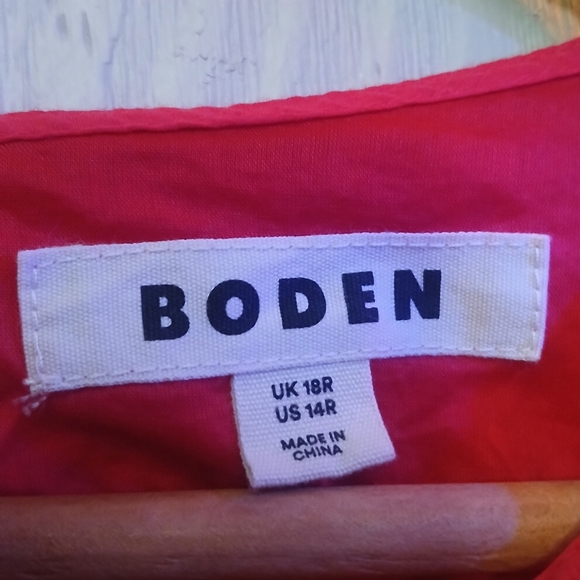 Boden Pleated Sleeveless Poppy Dress Red Cotton Silk Blend Size 14 R - Picture 6 of 6